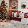 Unyqoos® Set van 4 decoratieve kerstkussenslopen met sneeuwpop en ruitpatroon