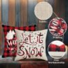 Unyqoos® Set van 4 decoratieve kerstkussenslopen met sneeuwpop en ruitpatroon