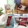 Unyqoos® Set van 4 decoratieve kerstkussenslopen met sneeuwpop en ruitpatroon