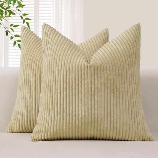 Unyqoos® Set van 2 zachte corduroy kussenslopen voor woonkamer en slaapkamer