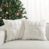 Unyqoos® Set van 2 zachte witte kussenhoezen met 3D kerstmotief en verborgen rits