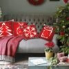 Unyqoos® Set van vier zachte kussenslopen met kerstmotieven voor sfeervolle inrichting