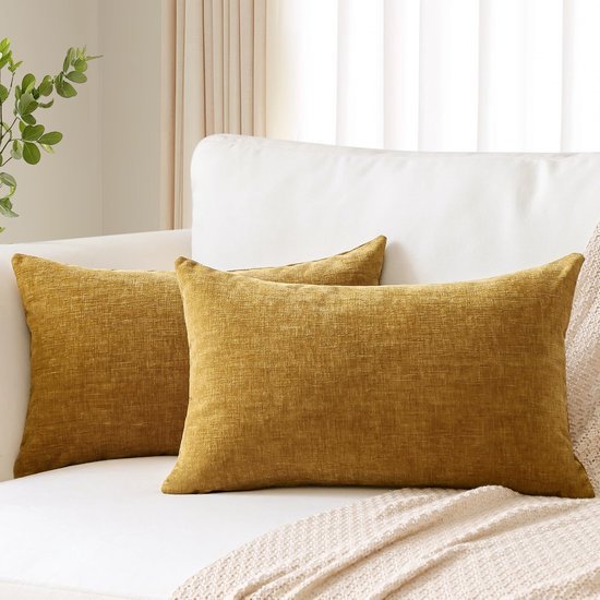 Unyqoos® Set van twee zachte chenille kussenhoezen voor stijlvolle woondecoratie