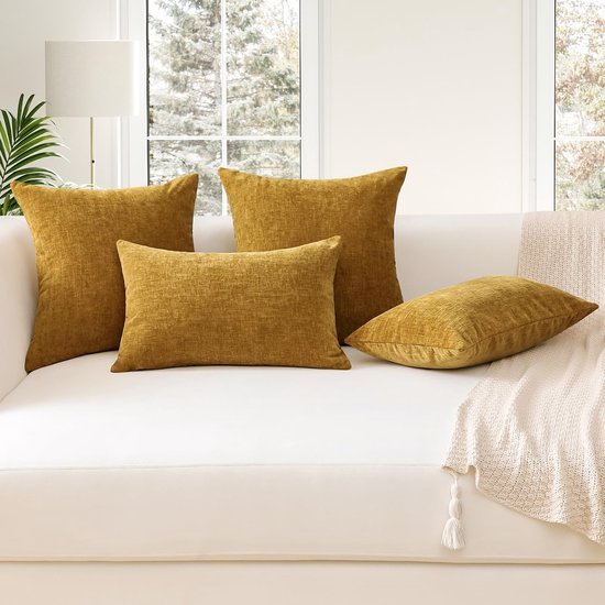 Unyqoos® Set van twee zachte chenille kussenhoezen voor stijlvolle woondecoratie