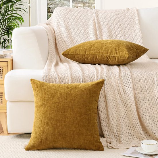 Unyqoos® Set van twee zachte chenille kussenhoezen voor stijlvolle woondecoratie
