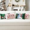 Unyqoos® Set van vier feestelijke kussenslopen met kerstman en sneeuwpop ontwerp