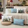 Unyqoos® Set van 4 Kerst Kussenhoezen met Decoratieve Prints voor Huis en Bank