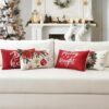 Unyqoos® Set van Vier Roodkleurige Kussenslopen met Kerstontwerp voor Woondecoratie