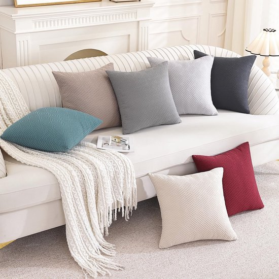 Unyqoos® Set van 2 zilvergrijze kussenhoezen met elegant geometrisch patroon