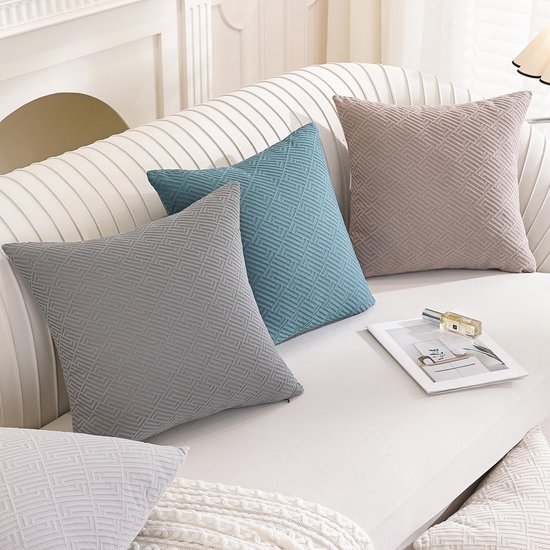 Unyqoos® Set van 2 zilvergrijze kussenhoezen met elegant geometrisch patroon