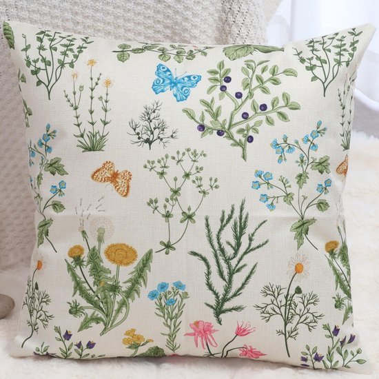 Unyqoos® Set van Twee Bloemenpatroon Linnen Kussenslopen voor Binnen en Buiten