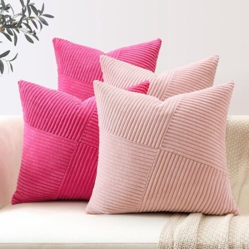 Unyqoos® Zachte Corduroy Kussenslopen Set van 4 voor Diverse Interieurs, 45 x 45 cm, Roze