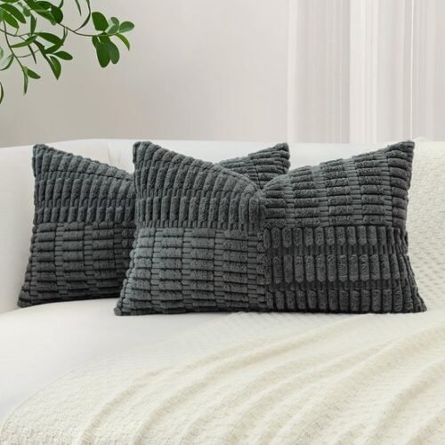 Unyqoos® Set van 2 decoratieve corduroy kussenslopen met gestreept patroon voor interieur