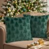 Unyqoos® Set van twee zachte fluwelen kussenslopen met kerstboom motief 40x40 cm