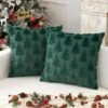 Unyqoos® Set van twee zachte fluwelen kussenslopen met kerstboom motief 40x40 cm