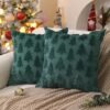 Unyqoos® Set van twee zachte fluwelen kussenslopen met kerstboom motief 40x40 cm