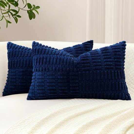 Unyqoos® Set van 2 zachte corduroy kussenslopen met gestreept patroon voor interieurdecoratie