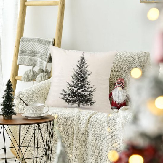 Unyqoos® Set van 4 decoratieve kussenhoezen met kerstmotief voor huisdecoratie