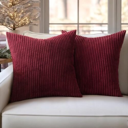 Unyqoos® Set van twee wijnrode corduroy kussenslopen voor stijlvolle decoratie