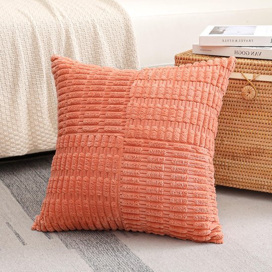 Unyqoos® Set van 2 decoratieve corduroy kussenslopen met streepdesign voor woonkamer