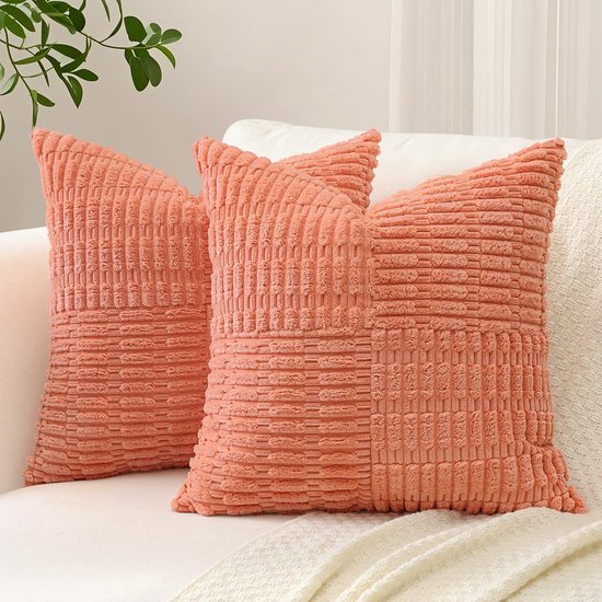 Unyqoos® Set van 2 decoratieve corduroy kussenslopen met streepdesign voor woonkamer
