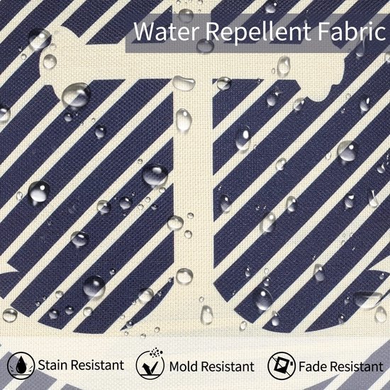 Unyqoos® Set van 4 waterdichte blauwe linnen kussenhoezen met oceaanprint