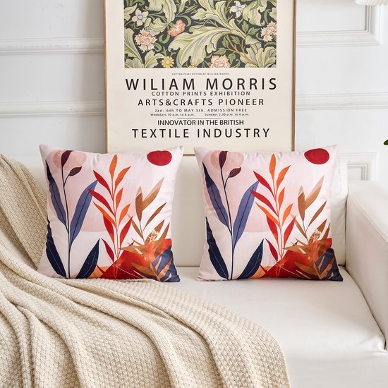 550x550-40010.jpg Unyqoos® Kussenhoezen Set van 2 in Boho Stijl met Bladerenpatroon en Verborgen Rits