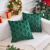 Unyqoos® Set van 2 fluwelen kerstkussenslopen met dennenbomenmotief voor winterdecoratie