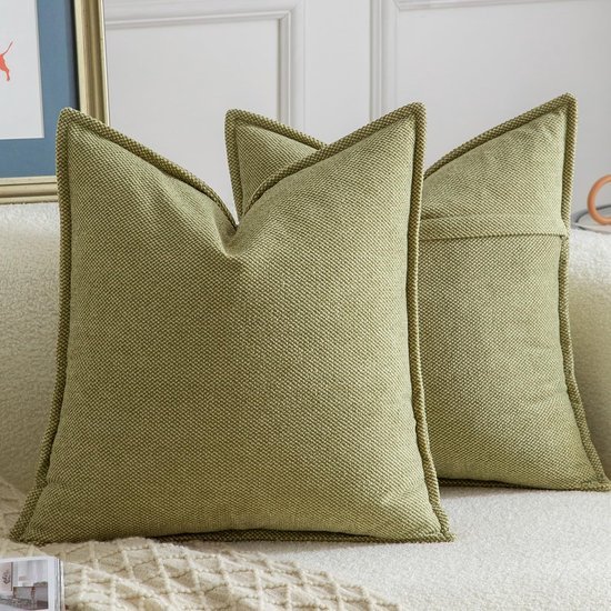 Unyqoos® Set van twee zachte lichtgroene kussenhoezen voor moderne woondecoratie