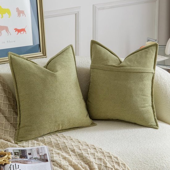Unyqoos® Set van twee zachte lichtgroene kussenhoezen voor moderne woondecoratie