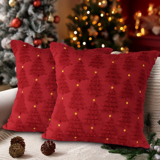 550x550-40082.jpg Unyqoos® Set van 2 decoratieve kerst kussenhoezen met ster en boom design