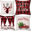 550x550-40086.jpg Unyqoos® Set van 4 Kerst Kussenslopen met Hertenpatroon en Kerstboom-Motief