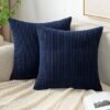 Unyqoos® Kussenslopen van corduroy stof in marineblauw, set van 2 voor bank en slaapkamer, 50 x 50 cm