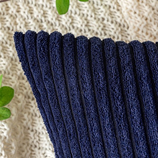 Unyqoos® Kussenslopen van corduroy stof in marineblauw, set van 2 voor bank en slaapkamer, 50 x 50 cm