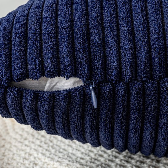 Unyqoos® Kussenslopen van corduroy stof in marineblauw, set van 2 voor bank en slaapkamer, 50 x 50 cm