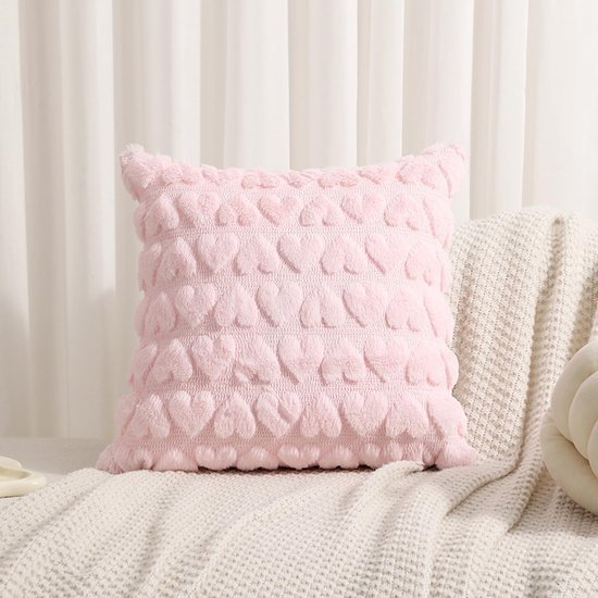 Unyqoos® Set van 2 romantische sierkussenslopen met hartdecoratie voor esthetische kamerdecoratie en comfort