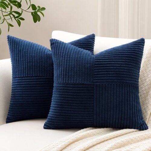 550x550-40104.jpg Unyqoos® Set van 2 decoratieve kussenslopen met gestreept corduroy patroon voor diverse woonstijlen 50 x 50 cm