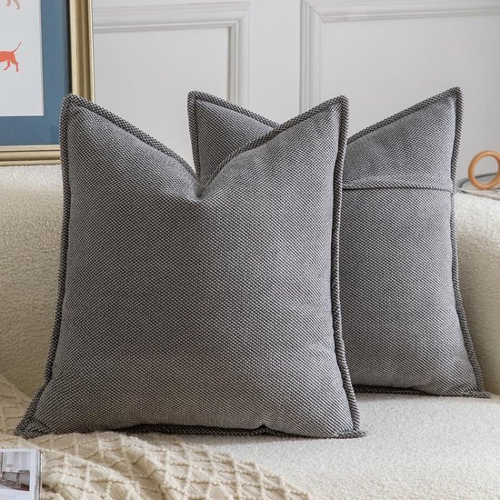 Unyqoos® Set van twee zachte donkergrijze kussenhoezen voor modern en stijlvol interieur