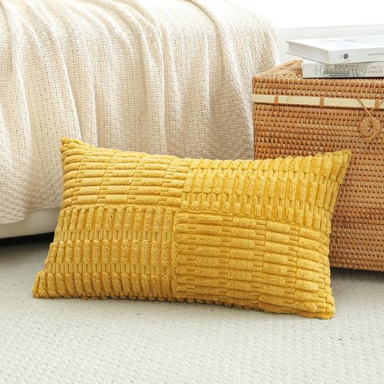 Unyqoos® Set van twee zachte corduroy kussenhoezen met gestreept patroon voor woondecoratie