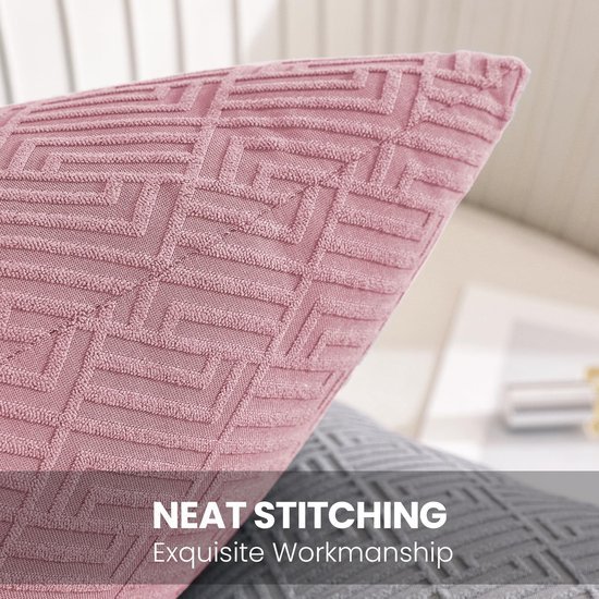 Unyqoos® Set van twee stijlvolle roze kussenhoezen met verborgen ritssluiting en geometrisch design