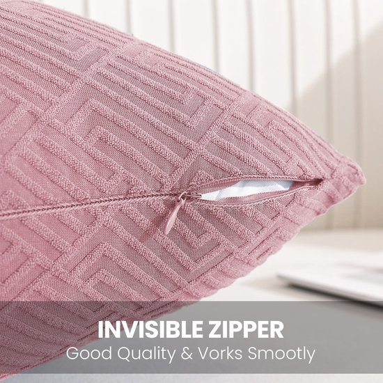 Unyqoos® Set van twee stijlvolle roze kussenhoezen met verborgen ritssluiting en geometrisch design