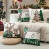 Unyqoos® Set van 4 decoratieve kussenhoezen met kerstthema voor bank en slaapkamer