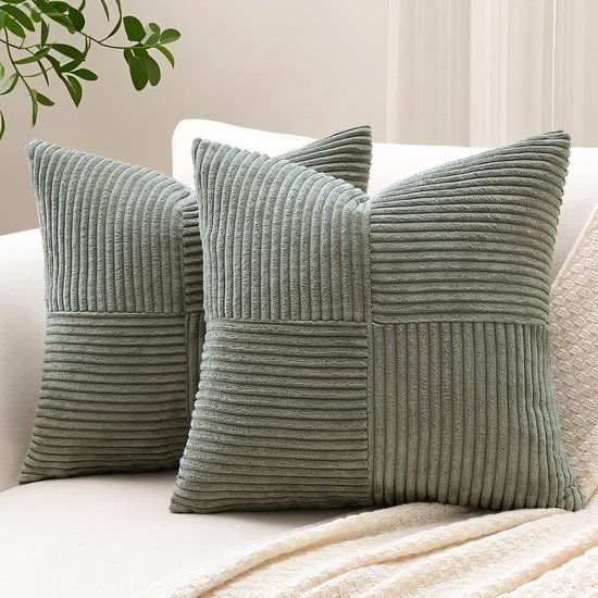 Unyqoos® Set van 2 decoratieve kussenslopen met streeppatroon voor een stijlvolle wooninrichting