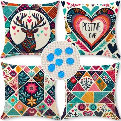 Unyqoos® Set van Vier Linnen Kussenhoezen voor Buiten en Binnen Decoratie