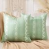 Unyqoos® Kussenslopen Set van 2 in Boho Stijl, Geometrisch Design in Saliegroen Fluweel voor Bank en Woonkamer