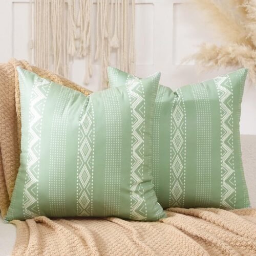 550x550-40196.jpg Unyqoos® Kussenslopen Set van 2 in Boho Stijl, Geometrisch Design in Saliegroen Fluweel voor Bank en Woonkamer