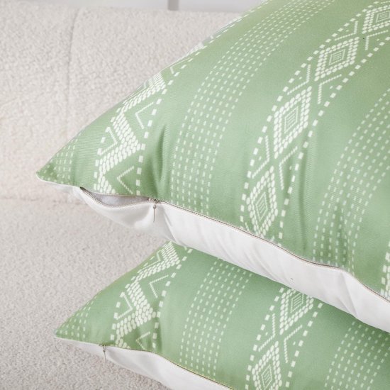 Unyqoos® Kussenslopen Set van 2 in Boho Stijl, Geometrisch Design in Saliegroen Fluweel voor Bank en Woonkamer