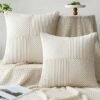 Unyqoos® Kussensloop Set van 2 in Zacht Corduroy Fluweel, 40 x 40 cm, Crèmekleurig Design voor Woon- en Slaapkamer
