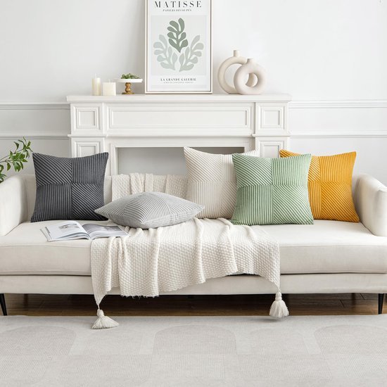 Unyqoos® Kussensloop Set van 2 in Zacht Corduroy Fluweel, 40 x 40 cm, Crèmekleurig Design voor Woon- en Slaapkamer