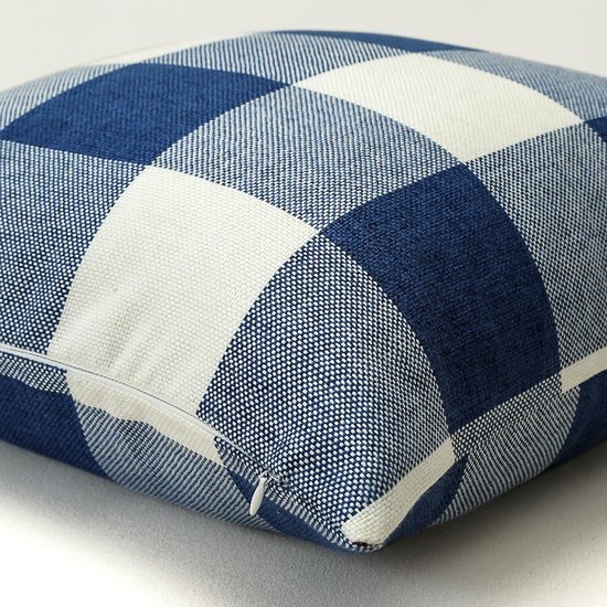 Unyqoos® Stijlvolle blauwe geruite kussenhoes van zacht polyester voor diverse woonruimtes